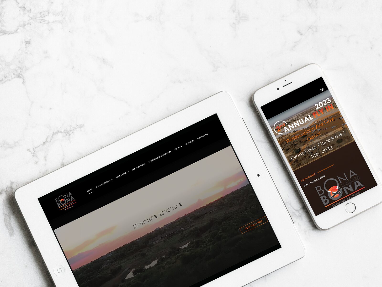 Bona Bona Game Lodge website homepage